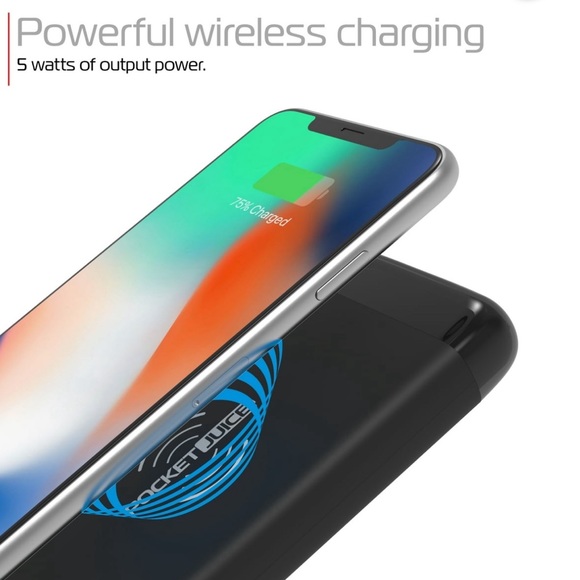 Pocket Juice 8K Qi Wireless Portable Charger - 8,000mAh Battery Power Bank - Picture 3 of 11